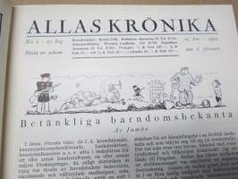 Allas Krönika - Illustrerad Veckoskrift 1930 -inbunden årgång / sidottu vuosikerta / annual volume