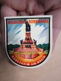 Niederwalddenkma - Rüdesheim am Rhein (Germany - Saksa) -decal / vesisiirtokuva 1960-luvulta