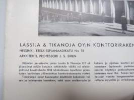 Lassila &amp; Tikanoja Oy - uusi konttorirakennus Etelä-Esplanadikatu 18, arkkitehti J.S. Sirén, 1936 -rakennuksen esittely interiööreineen mm. Ravintola Presto