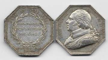 Ranska mitali jetoni  (token)Louis XVIII - Compagnie des Salines Royales de l&#039;Est 1814Hopeaa: 16.51 g, 31 mm