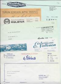 Turkulaisia firmalomakkeita 1960 l - firmalomake n 20 kpl erä