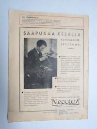 Neovius 1933 nr 5 - Suomen Kone- ja Kankaankutojien sekä Langankäyttäjien äänenkannattaja, koneasiaa, muotia, käsitöitä ym.