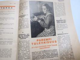 Neovius 1933 nr 9 - Suomen Kone- ja Kankaankutojien sekä Langankäyttäjien äänenkannattaja, koneasiaa, muotia, käsitöitä ym, kirje Anni Sinervä