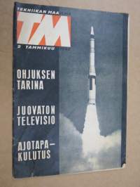 Tekniikan maailma 1962 nr 2, Ohjuksen tarina, Juovaton televisio, Ajotapa kulutus, Välitaajuus-modulit -transistorivastaanottimen rakennuspalikat, Ford Fairlane 500.