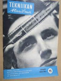 Tekniikan maailma 1960 nr 11, Ford Falcon, Kotielokuvien otsikointi, Television leviäminen ja optimistit, Nän toimivat rullaportaat, Vikkelä veturikytkin, ym.