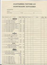 Huhtamäki Oy huhtikuun uutudet  1967 - hinnasto tilauslista