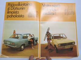 Voita Datsun Paholainen - Yhtyneet Kuvalehdet -tilauskilpailu - Datsun 1600 De Luxe, 1200 Finn De Luxe, 1600 De Luxe Van -esite