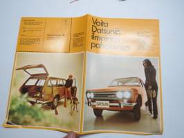 Voita Datsun Paholainen - Yhtyneet Kuvalehdet -tilauskilpailu - Datsun 1600 De Luxe, 1200 Finn De Luxe, 1600 De Luxe Van -esite