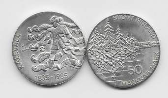 50 markkaa 1985 Kalevala - hopeaa  pillerissä