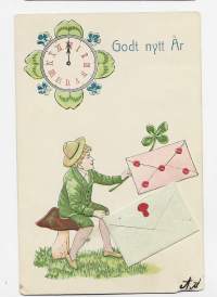Vuosi vaihtuu - Uuden Vuoden kortti - kohopaino kortti kulkenut 1904