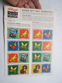 Kellogg´s Riisimuroja - Riskrisp - Domino 3 -dominopeli, riisimuropakkauksen pahvipainate