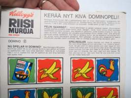 Kellogg´s Riisimuroja - Riskrisp - Domino 3 -dominopeli, riisimuropakkauksen pahvipainate