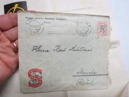 Singer Sewing Machine Company - Åbo, 27.11.1925 -tiedotuskirje + reklaamimerkki / mainosmerkki