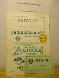 Jäärata-ajot Naantalin Nunnalahdella 22.3.1964. - käsiohjelma+2x pääsylippu ja osanottajaluettelo