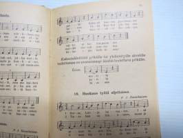 Valistuksen laulukirja, nuottipainos, sisältää nuottioppi-osuuden alussa, kaikki laulujen nimet näkyvät kuvissa -song book for schools, with introduction to music