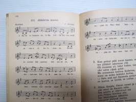 Valistuksen laulukirja, nuottipainos, sisältää nuottioppi-osuuden alussa, kaikki laulujen nimet näkyvät kuvissa -song book for schools, with introduction to music