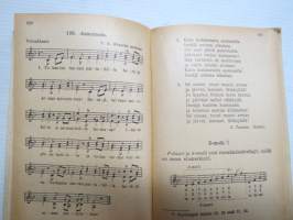 Valistuksen laulukirja, nuottipainos, sisältää nuottioppi-osuuden alussa, kaikki laulujen nimet näkyvät kuvissa -song book for schools, with introduction to music