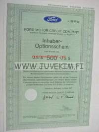Ford Motor Credit Company Inhaber-Optionsschein 500 USD 1987 -optiopaperi