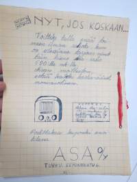 Nelonen 1939 nr 18 -koululaisten / perheen itsetehty lehti, jossa tekstejä, kuvitusta, leikkeitä, ajanvietettä ym. - ASA-radiomainos takasivulla