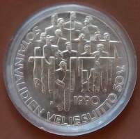 Hopeiset Suomen Juhlarahat - 100 mk - Sotainvalidien juhlaraha - 1990