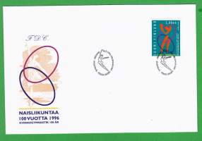 FDC Ensipäiväkuori Naisliikuntaa 100 vuotta 26.2.1996. LAPE 1327