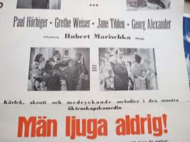 Miehet eivät valehtele! - Män ljuga aldrig!, Paul Hörbiger, Grethe Weiser, Jane Tilden, Georg alexander, ohjaus Hubert Marischka -elokuvajuliste / movie poster
