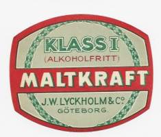 Maltkraft  Klass I   - olutetiketti Lithografiska Norrköping