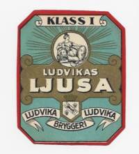 Ludvikas Ljusa - olutetiketti  Lithografiska Norrköping