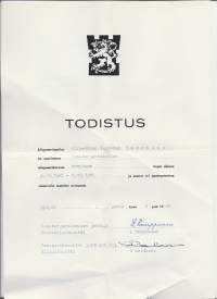 AUK- todistus  ilmatorjunta 1965 - todistus