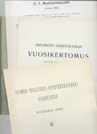 Pankkien vuosikertomuksia vuosilta 1916 - 1926  - vuosikertomus  4 kpl erä