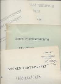 Pankkien vuosikertomuksia vuosilta 1916 - 1926  - vuosikertomus  4 kpl erä