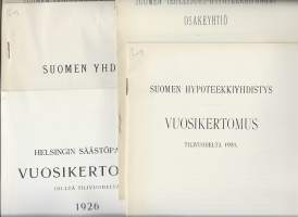 Pankkien vuosikertomuksia vuosilta 1916 - 1931  - vuosikertomus  5 kpl erä