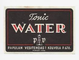 Tonic Water-  juomaetiketti