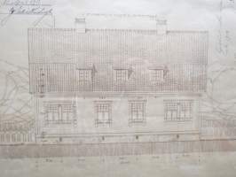 Ritning till flyttning af Gamla Brovaktsstugan till ny tomt å Kanalbanken i Åbo och dess om och tillbyggand 1912 Wanhan siltavahdin talon siirto ja lisärakennus
