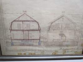 Ritning till flyttning af Gamla Brovaktsstugan till ny tomt å Kanalbanken i Åbo och dess om och tillbyggand 1912 Wanhan siltavahdin talon siirto ja lisärakennus