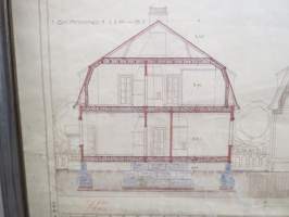 Ritning till flyttning af Gamla Brovaktsstugan till ny tomt å Kanalbanken i Åbo och dess om och tillbyggand 1912 Wanhan siltavahdin talon siirto ja lisärakennus