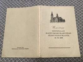 Muistoja Sortavalan kaupunkiseurakunnan jäähyväisjuhlasta 16.10.1949
