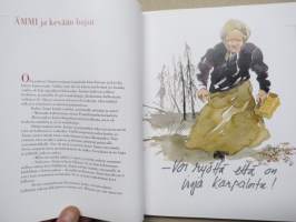 Ihmisiä Iijoen törmällä, kuvittanut Matti Luohi
