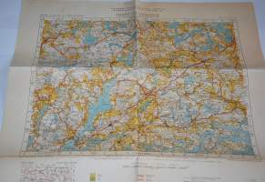 Suomen taloudellinen kartta  Karis  1:100 000 vuodelta 1949(ympärillä Tammisaari, Tenhola Inkoo)