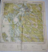 Kartta Wiipuri  1: 50 000 vuodelta 1938  Wiipurin, Johanneksen, Säkkijärven, Koiviston ja Kuolemajärven kunnat