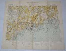 Suomen taloudellinen kartta  Helsinki  1:100 000 vuodelta 1949(Pääkaupunkiseutu)