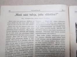 Säästäjä 1934 nr 6 - Säästöpankki asiakaslehti, Nuoret yrittämään maatalouskerholaisina, Eskon säästöt, Eino Finne - Maija ja Matti -sarjakuva, ym.