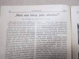 Säästäjä 1934 nr 6 - Säästöpankki asiakaslehti, Nuoret yrittämään maatalouskerholaisina, Eskon säästöt, Eino Finne - Maija ja Matti -sarjakuva, ym.