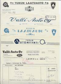 Autoliikkeitä 1940-50 l Turku  firmalomake 5 kpl erä