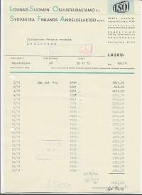 Lounais-Suomen Osuusteurastamo  r.l.  Turku  1953 firmalomake
