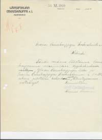 Länsi-Pohjan  Osuuskauppa rl  Alatornio   1920 - firmalomake