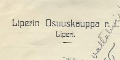 Liperin  Osuuskauppa rl  Liperi   1920 - firmalomake