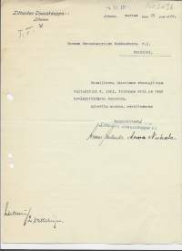 Littoisten  Osuuskauppa rl  Littoinen    1920 - firmalomake
