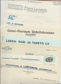 Turkulaisia yrityksiä 1920 -50 l - firmalomake 10 eril