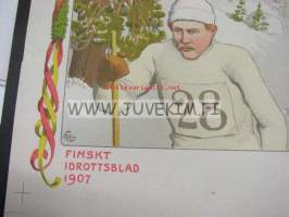Finsk Idrottblad 1907 -lehden kansipainatusmalli